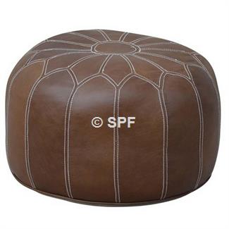 Round Leather Poof